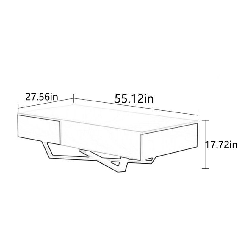 Solid wood multi-functional simple tea table, Coffee/Black, 17.72" H x 55.12" L x 27.56" W