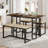 Natylee 5-Piece Dining Table Set with Table, Bench, 2 Stool and Woven Rattan Cushioned Farmhouse Small Kitchen Table for 4 Metal Frame Space-Saving for Home Kitchen Dining, Brown-1151070339
