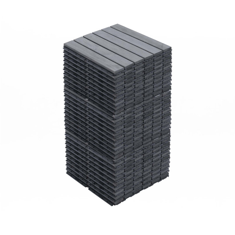 30 pièces de tuiles de terrasse imbriquées à rayures, Gris clair