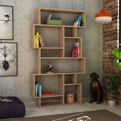 Bibliothèque moderne en chêne de Sonoma, 38,2 x 66,3 x 10,0 pouces | 100% panneau de particules enduit de mélamine, épaisseur: 0,7 pouce | Nombreuses tablettes, fixation murale, capacité de poids de 55,1 lb | Parfait pour une décoration intérieure élégante