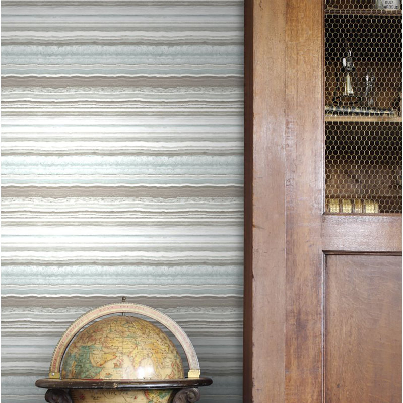 Rouleau de papier peint L 33 pi x l 20,5 po Mcfalls Stone, Brun / bleu / blanc