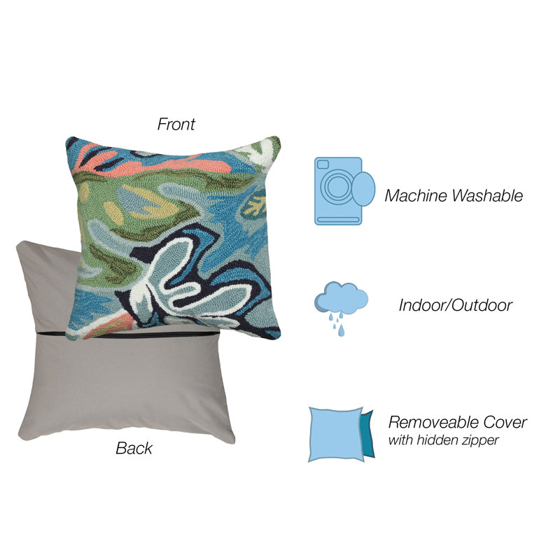 18" Multicolor Polyacrylic Indoor/Outdoor Square Pillow