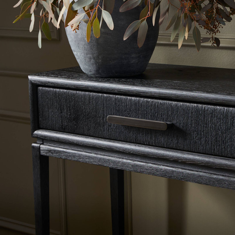 Rosenell Console Table-Natural Oak Veneer, Black Oak Veneer