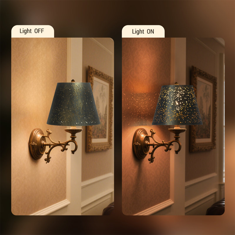 Abat-jour moyen, abat-jour taillé en métal pour lampe de table et lampe sur pied, Spider, H 7,5 po x l 10 po x P 6 po, Bronze