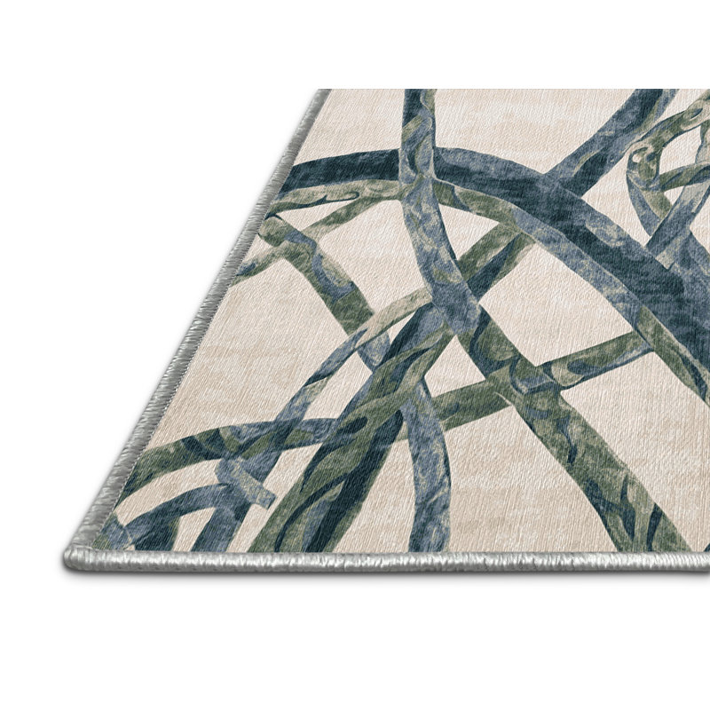 Machine Washable Beige Area Rug, Round 6'