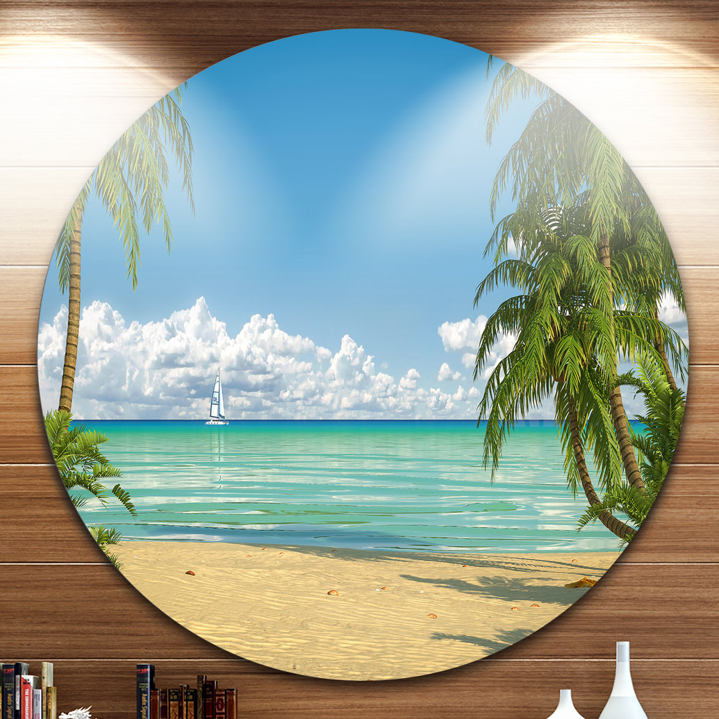 'Palms at Caribbean Beach' Photographic Print on Metal Design Art 