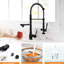 Robinet rétractable de cuisine contemporain - noir, poignée simple, options chaude et froide, laiton tendance, design, utilisation avec évier-130803544