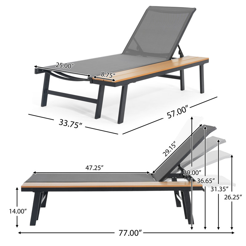 Christine Outdoor Chaise Lounge with Table