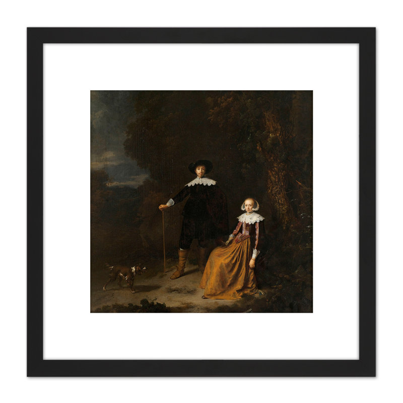 Portrait Couple In Landscape by Gerard Dou - Single Picture Frame Painting