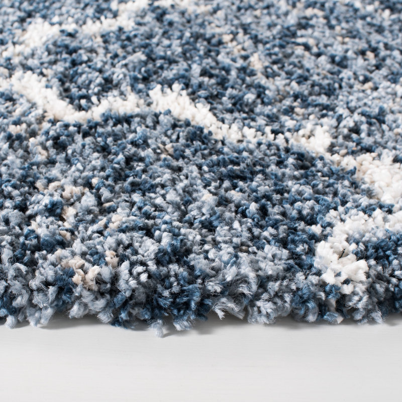 Tapis à poil long à motif géométrique Ch Wilson, Rond 6 pi 7 po