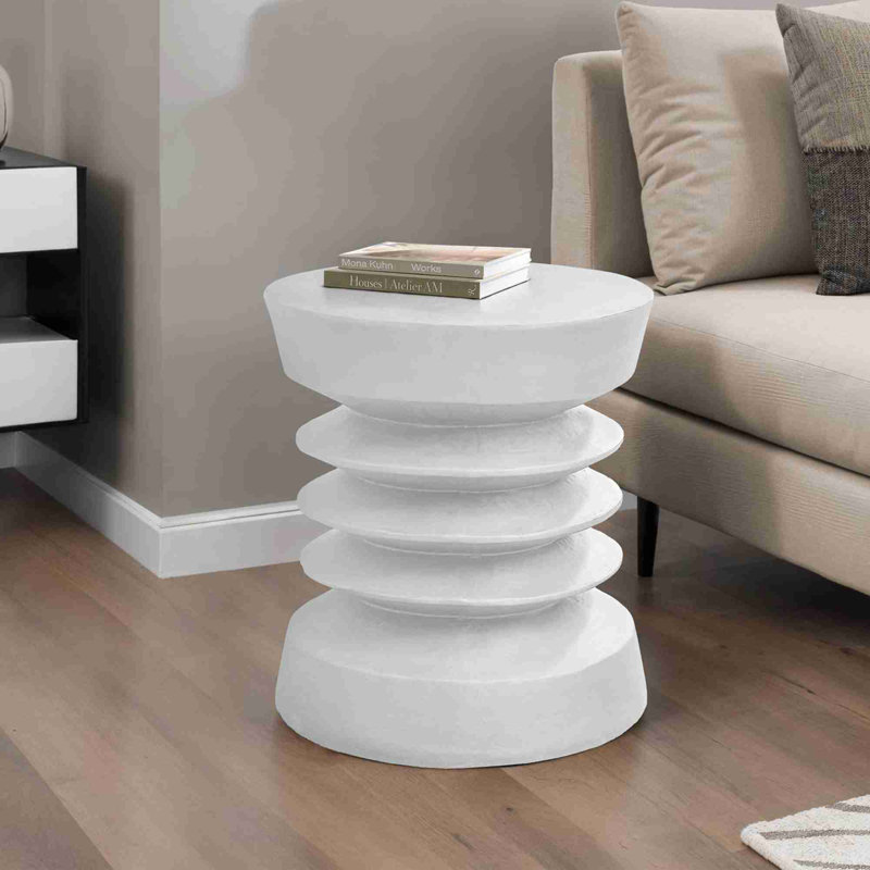 Table d'appoint moderne et ronde, Blanc