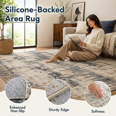 "Ultra Lightweight" 5'x7' Haunted Window Rug, Candle Spider Web and Gothic Motif, Smooth Printed Floor Cover for Lounge, Office, Library, Bedroom and Victorian Home Decor