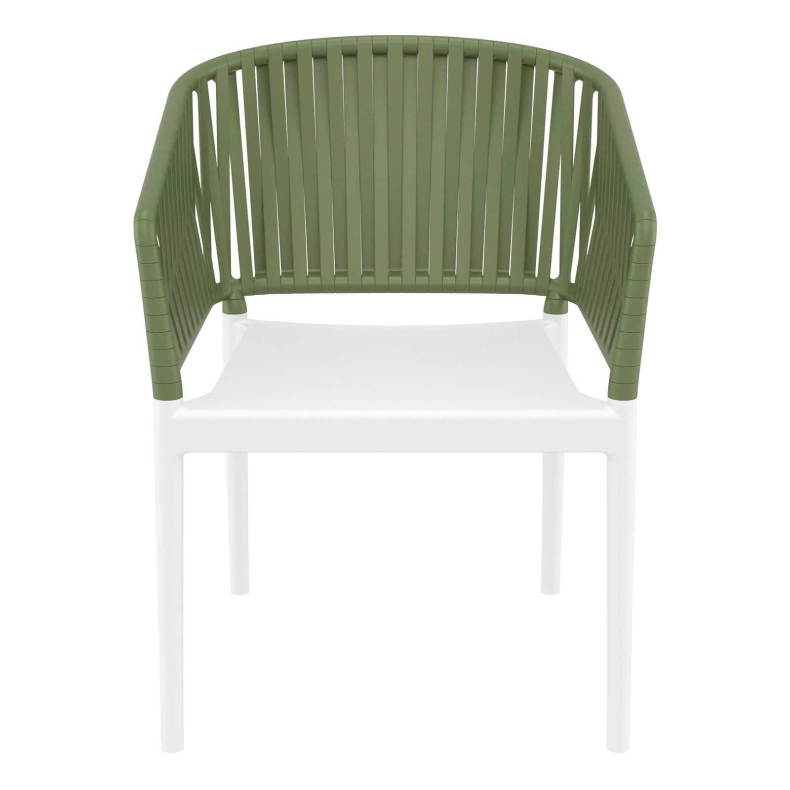 Newport Stackable Patio Armchair, Olive Green/White