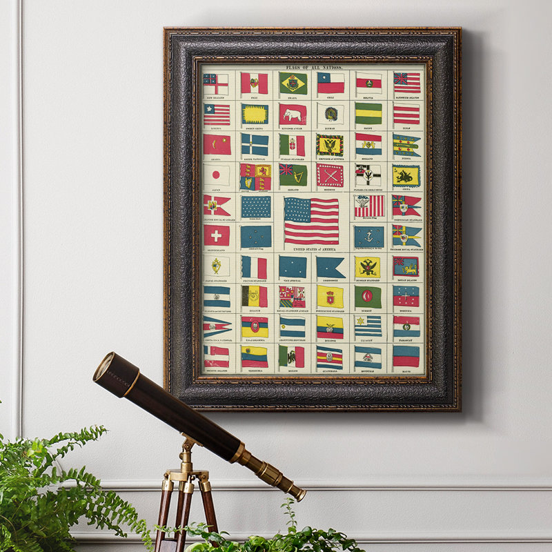 Toile encadrée de qualité supérieure avec drapeaux de toutes les nationalités III - prête à être accrochée