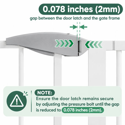 29.5"-44.1" Wide Baby Gate for Stairs & Doorways, 31.1" Tall Pressure Mounted Safety Gate with 23.6" Walk-Through Door, No-Drill Steel Pet Gate for Kids & Dogs, White