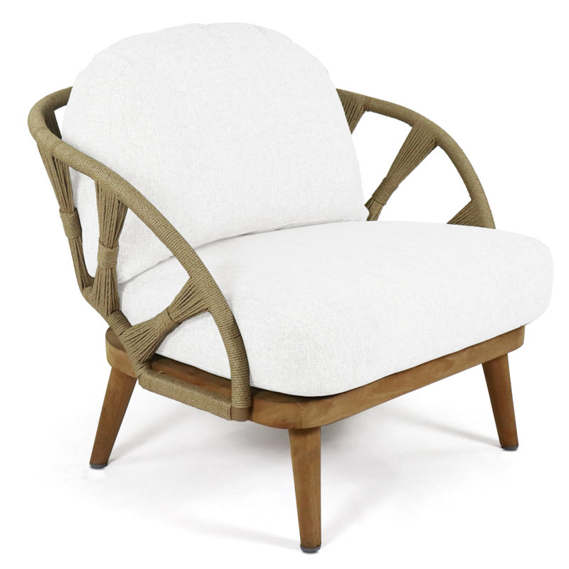 Krabi Outdoor Teak Lounge Chair, Canvas Natural Sunbrella® Canvas