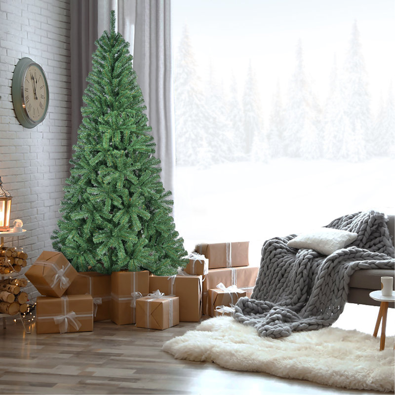 Arbre de Noël artificiel de 7 pi avec 774 pointes, branches articulées pour une installation et un démontage simples, support en métal stable - idéal pour les petits bureaux
