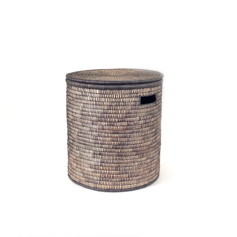 Malawi Basket, Black, 17.5" H x 16" W x 16" D