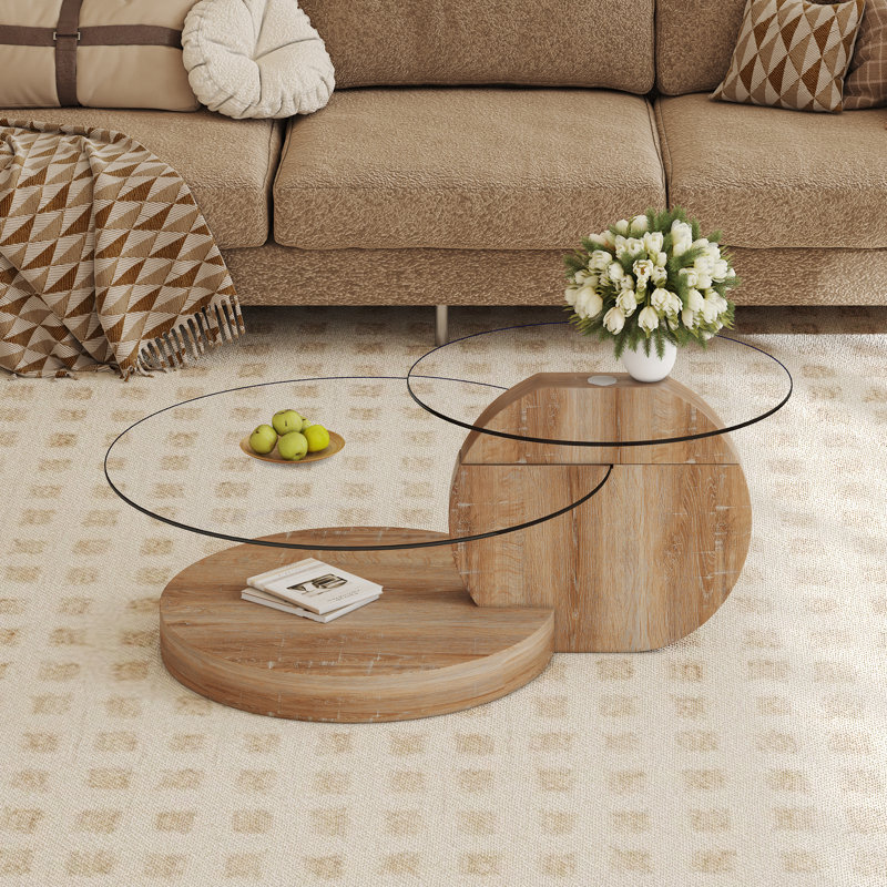 Table basse gigogne moderne Varese, Ivoire ivoire, Clair, H 17 po x l 42 po x P 31,5 po