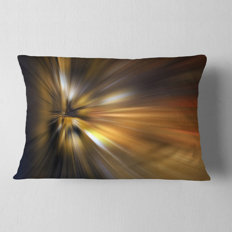 Bleu sur fond doré - coussin abstrait imprimé, Gris / Orange