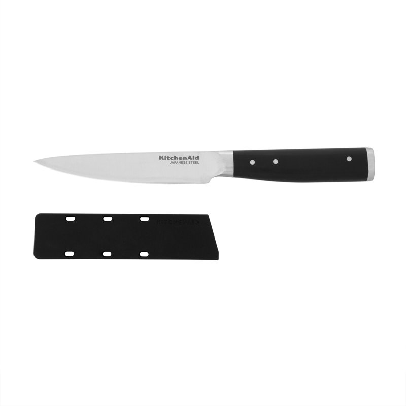 KitchenAid® Gourmet Forged Triple Rivet Fine-Edge Utility Knife with Custom-Fit Blade Cover, 4.5-inch, Black