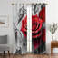 2 pièces de rideaux à imprimé de roses rouges et de feuilles d'argent, rideaux à oeillets à motif floral romantique, habillage de fenêtre à thème botanique artistique pour le décor de la chambre à coucher-134376703