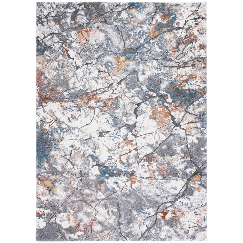Tapis gris / ivoire Teit Shag 142, Rectangle 5 pi 5 po x 7 pi 6 po