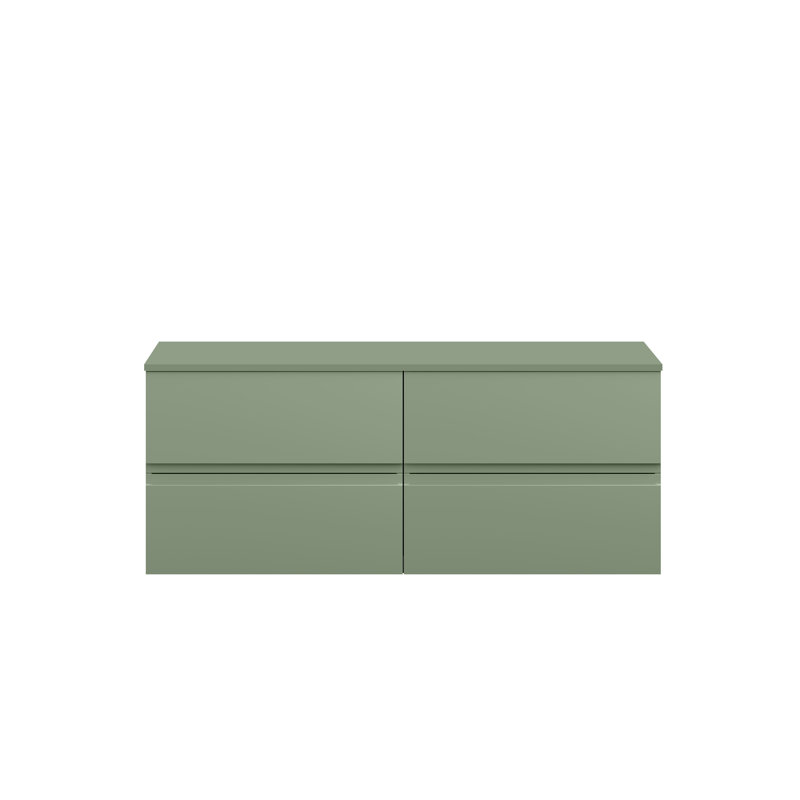 Urban 1200mm Wall Hung Single Vanity Base with Worktop, Satin Green