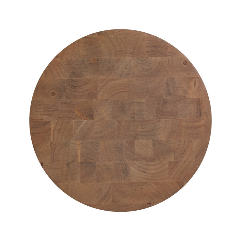 Cognac Rubberwood Round Three-Leg Accent Table