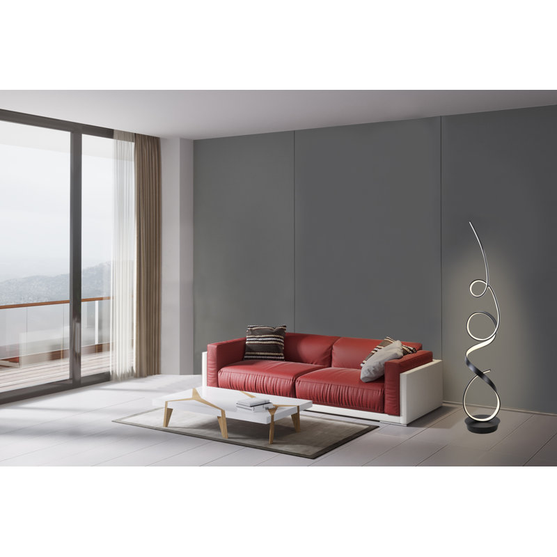Aila-May 63'' LED Novelty Floor Lamp with USB, Matt Black