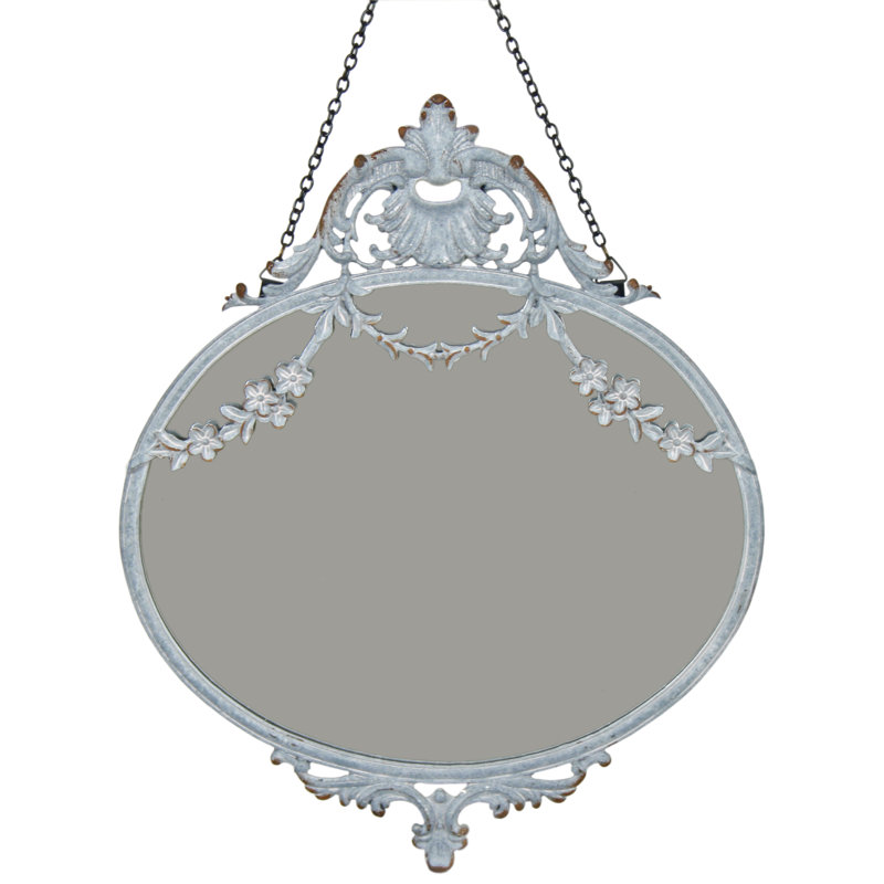 Metal Flat Wall Mirror, Grey