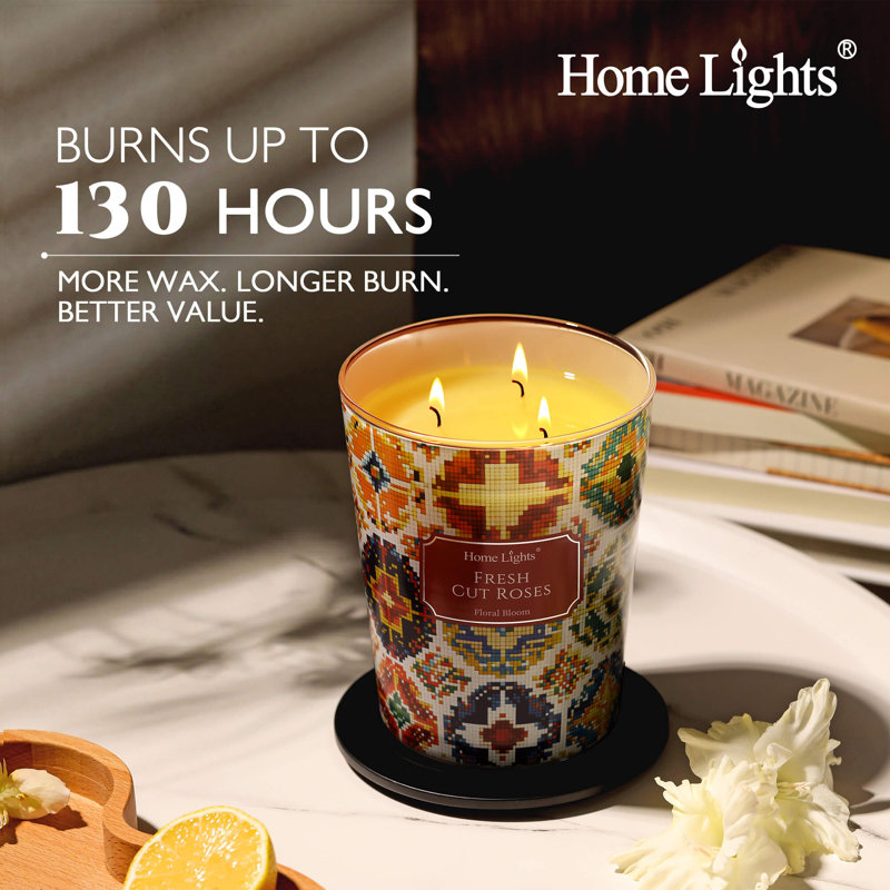 Roses fraîchement coupées | Bougies parfumées 3-Wick Homelights
