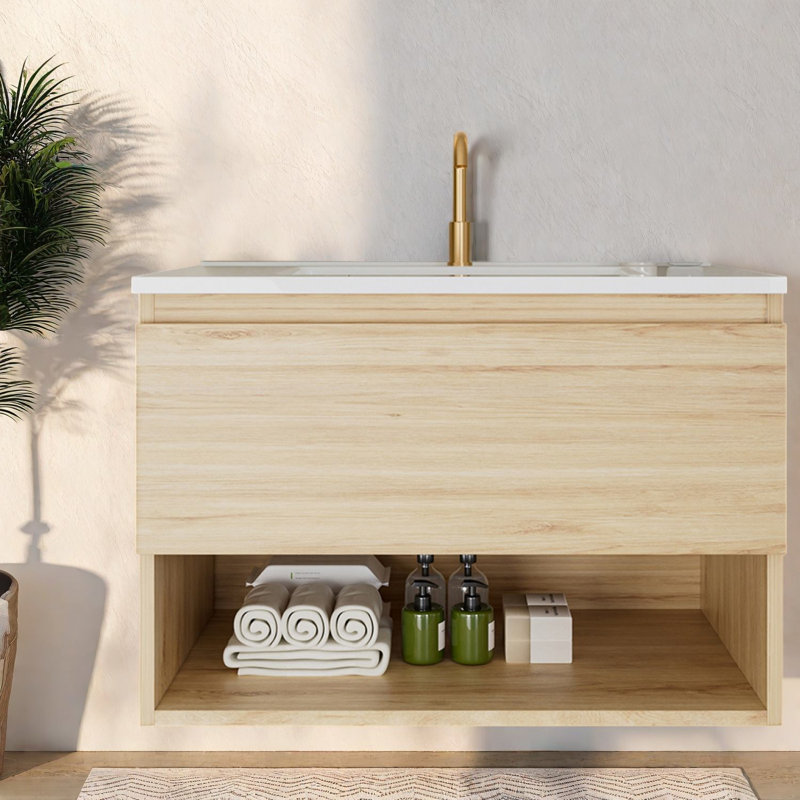 Meuble-lavabo moderne avec rangement, 24 po