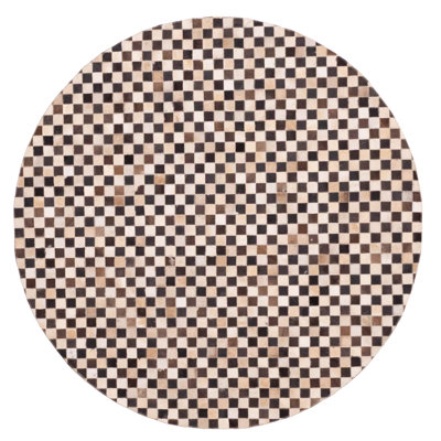 Cowhide Patchwork Brown, Ivory Rug 5'1" x 5'1"