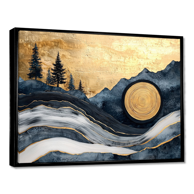 Émeraude et rivière de cristal dans la forêt IV - art mural forêt, H 34 po x l 44 po, Cadre flottant, Noir