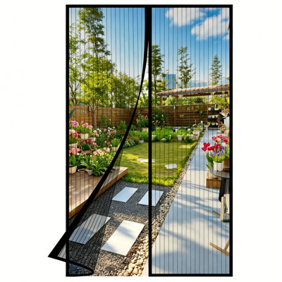 La porte à moustiquaire magnétique convient à un cadre de porte de 36 po x 80 po - Maille auto-scellante à fermeture automatique, installation auto-agrippante sans outil, animaux de compagnie gardés, moustiques et mouches, pour porte de patio avant coulissante