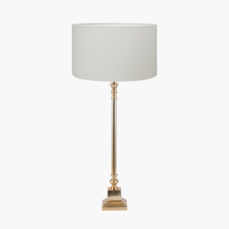 Beedon Metal Table Lamp, Cotton, White, Gold