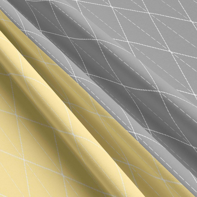 Denice Renforcé Bed Linen, 155 x 220cm Duvet Cover + 1 Pillowcase, Yellow/Grey