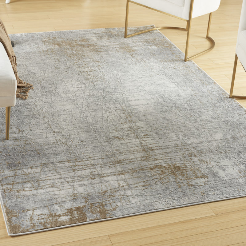 17 Stories Ihuoma 7'10" x 9'10" Grey Beige Modern Indoor Rug