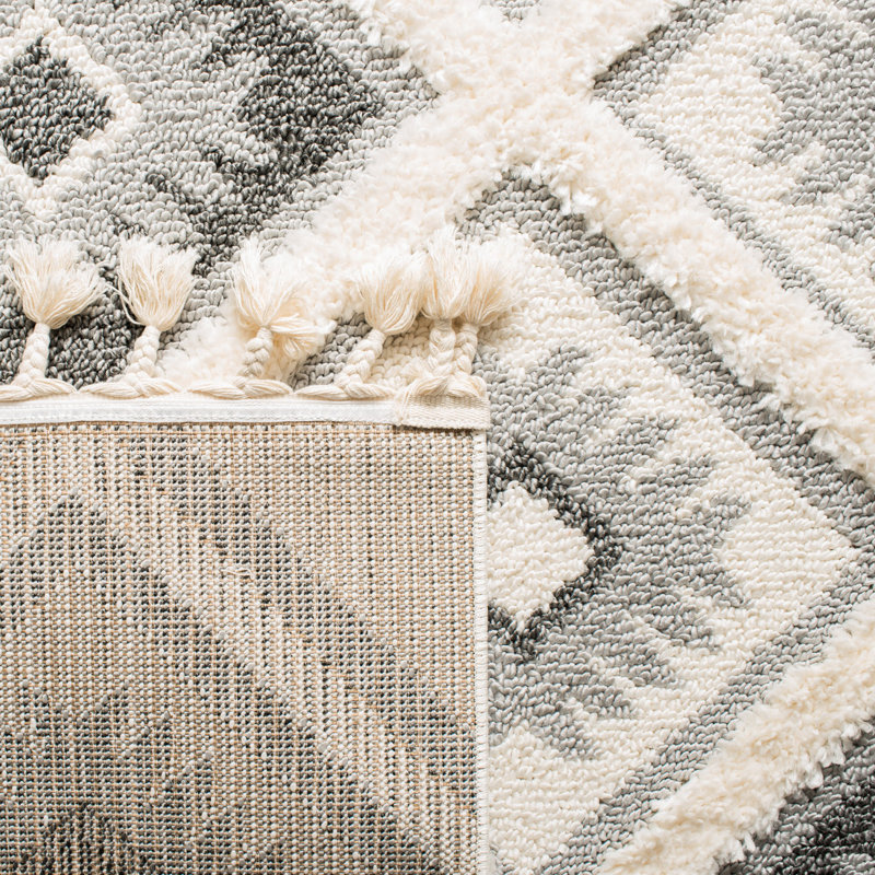 ImraanMoroccan Tassel Shag Geometric Indoor/Outdoor Rug, Runner 2'3" x 14'