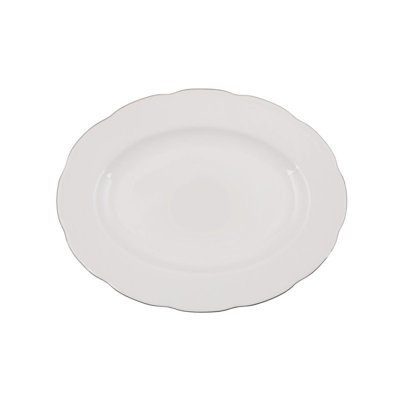 Coughlin Piece Porcelain China Dinnerware Set, White/Silver