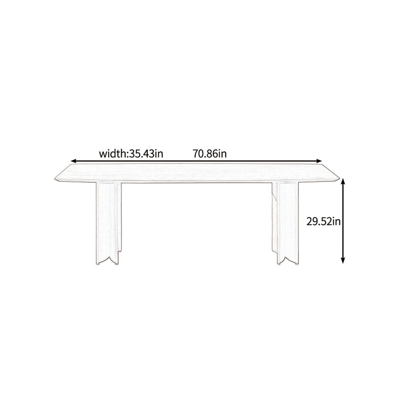 Table de salle à manger élégante et classique, H 29,52 po x L 70,86 po x l 35,43 po