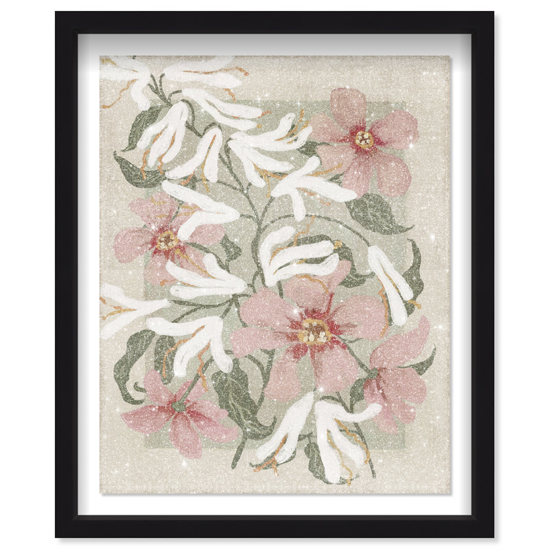 Periwinkle and Lily Shadowbox Floral & Botanical Print by Oliver Gal, Black Frame, 16 x 20, 31.5"H x 37.5"W, Black Shadowbox
