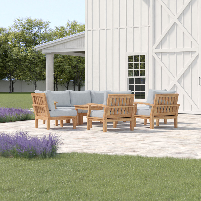 Modway Marina 8 Piece Outdoor Patio Teak Set, Gray
