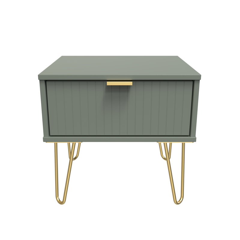 Baudelia 45cm W Manufactured Wood Bedside Table, Green