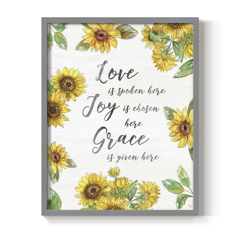 Grace Given Here Framed Print - Solid Wood, Grey, 21" H x 17" W