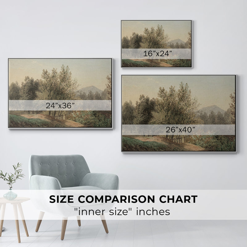 Paysage rétro-CDL III, H 17 po x l 25 po x P 2 po, Toile encadrée flottée blanche