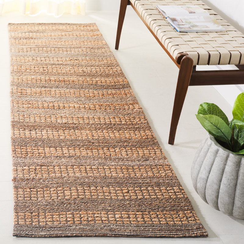 Natural Fiber Flatweave Jute & Cotton Striped Rug, Runner 2'3" x 8'