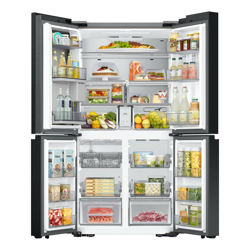 Samsung Bespoke 4-Door Flex Counter Depth Refrigerator 23 cu. ft. with Beverage Center in Fingerprint Resistant Stainless Steel