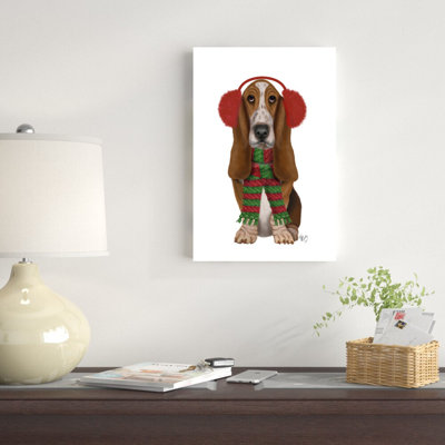 " Christmas Des - Basset Hound And Ear Muffs " by Fab Funky